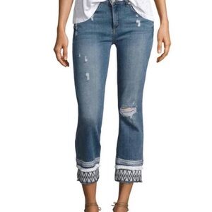 McGuire Anthropologie Ambrosio Embroidered Cropped Bootcut Jeans Size 27
